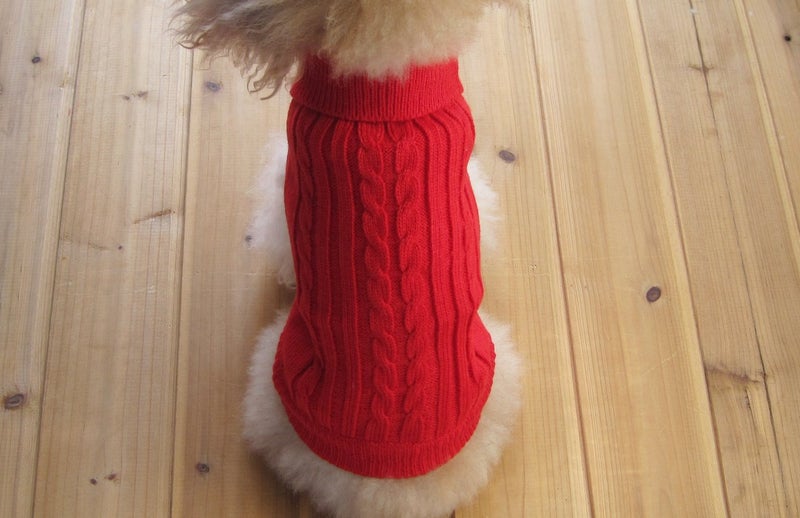 FAMI Dog Clothes Dogs Sweater Soft Puppies Clothing Winter Puppy Sweaters Warm Outfit for Dogs Small XS S Cat Apparel(Red,Medium) - Image 1